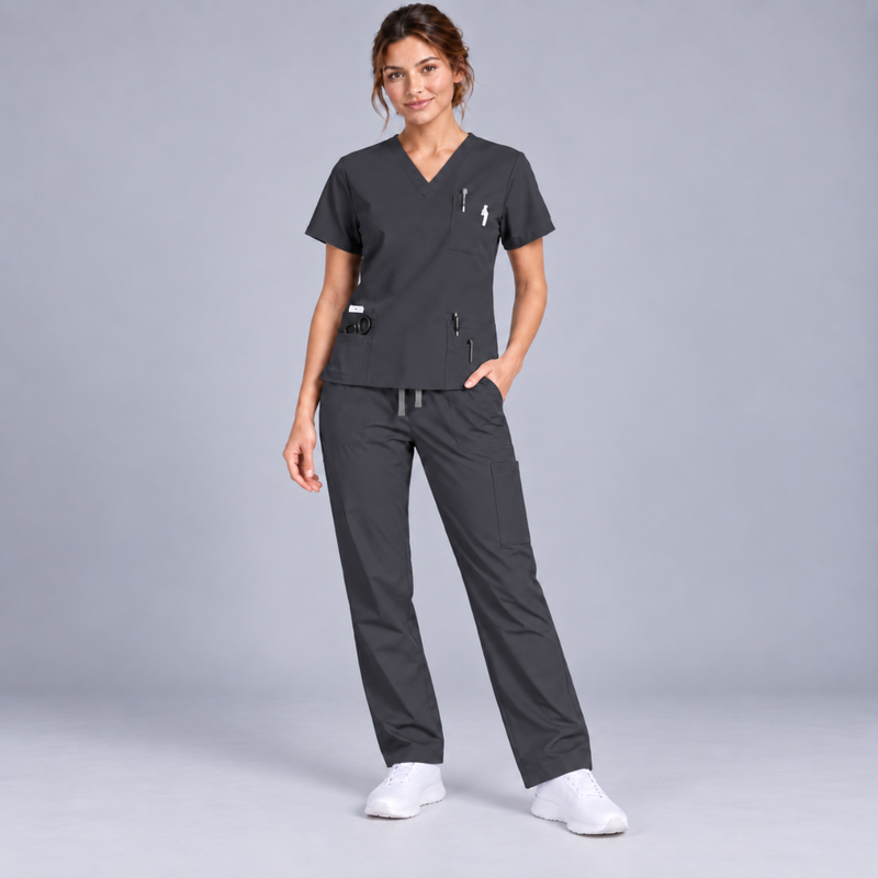Halcyra Dark Grey Scrub Jogger Pants
