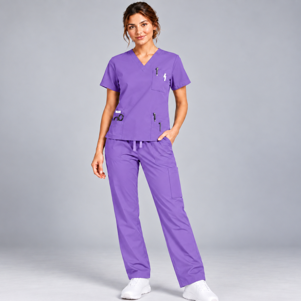 Halcyra Purple Scrub Jogger Pants