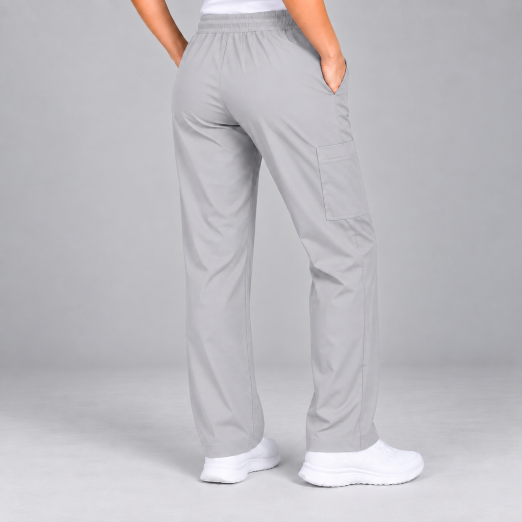 Halcyra Light Grey Scrub Jogger Pants