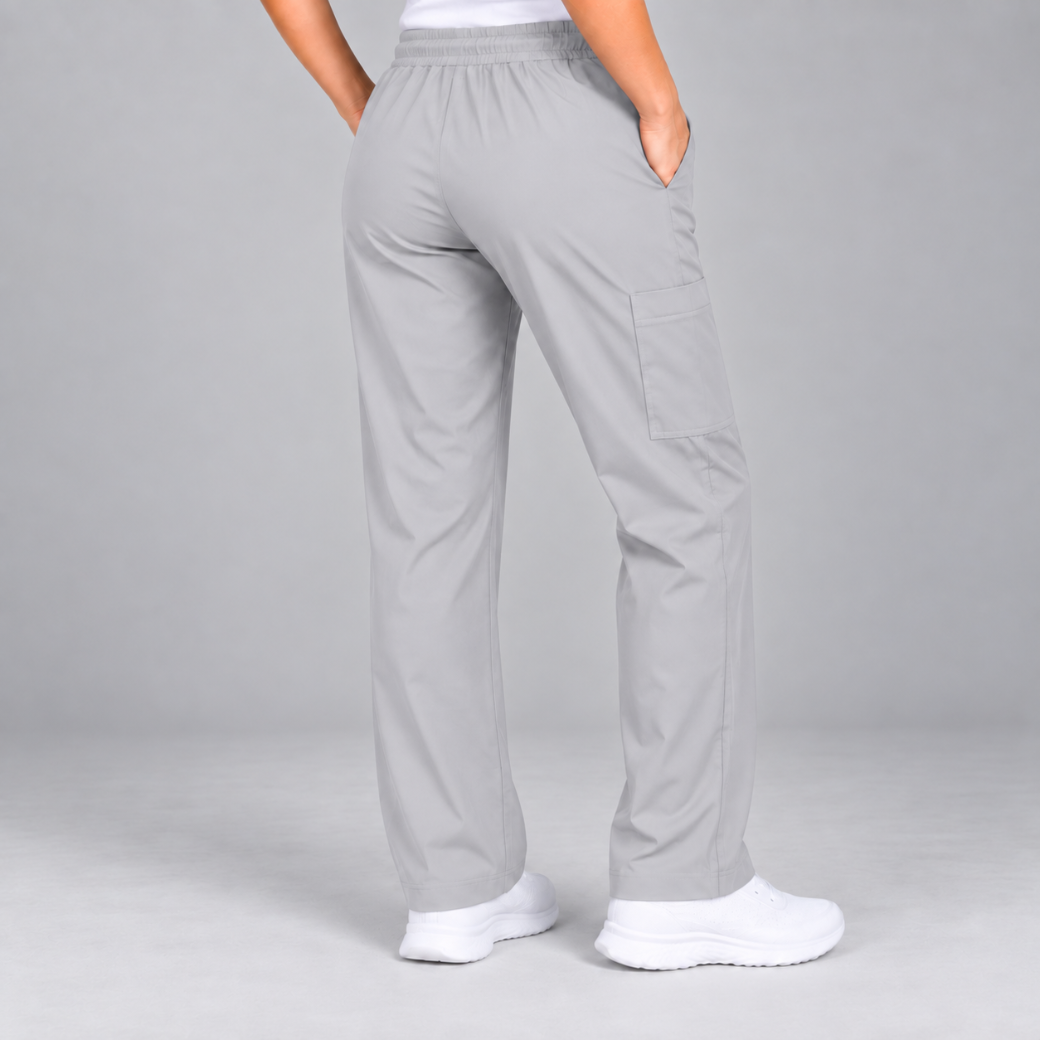 Halcyra Light Grey Scrub Jogger Pants