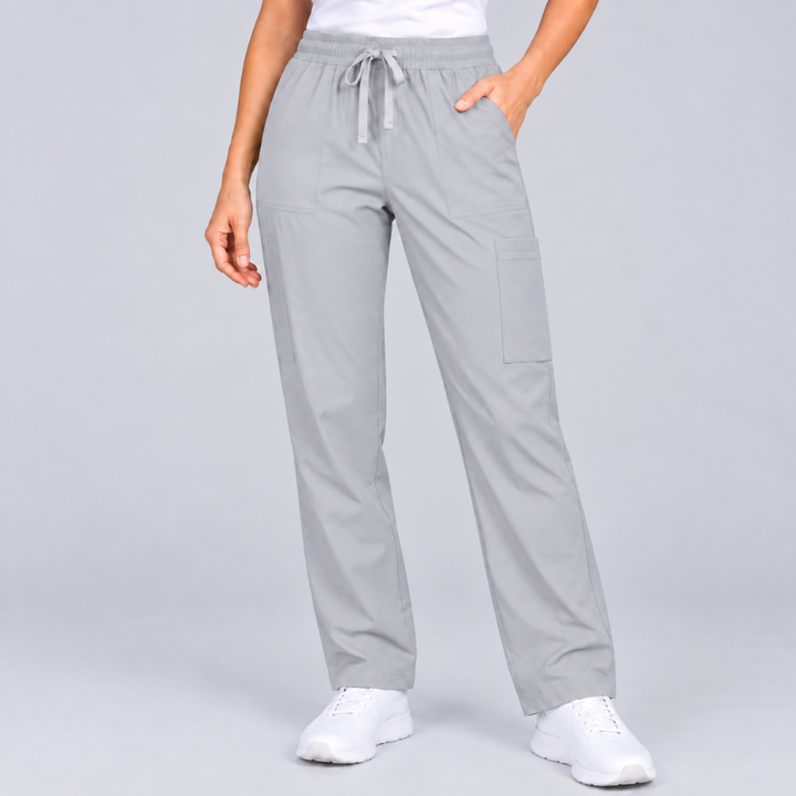 Halcyra Light Grey Scrub Jogger Pants