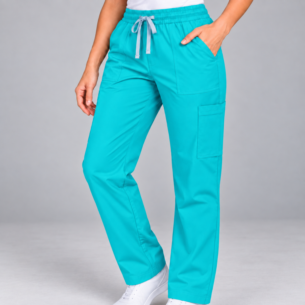 Halcyra Turquoise Scrub Jogger Pants