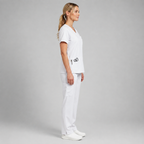 Halcyra White V-Neck Scrub Top