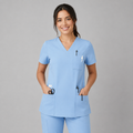 Halcyra Light Blue V-Neck Scrub Top