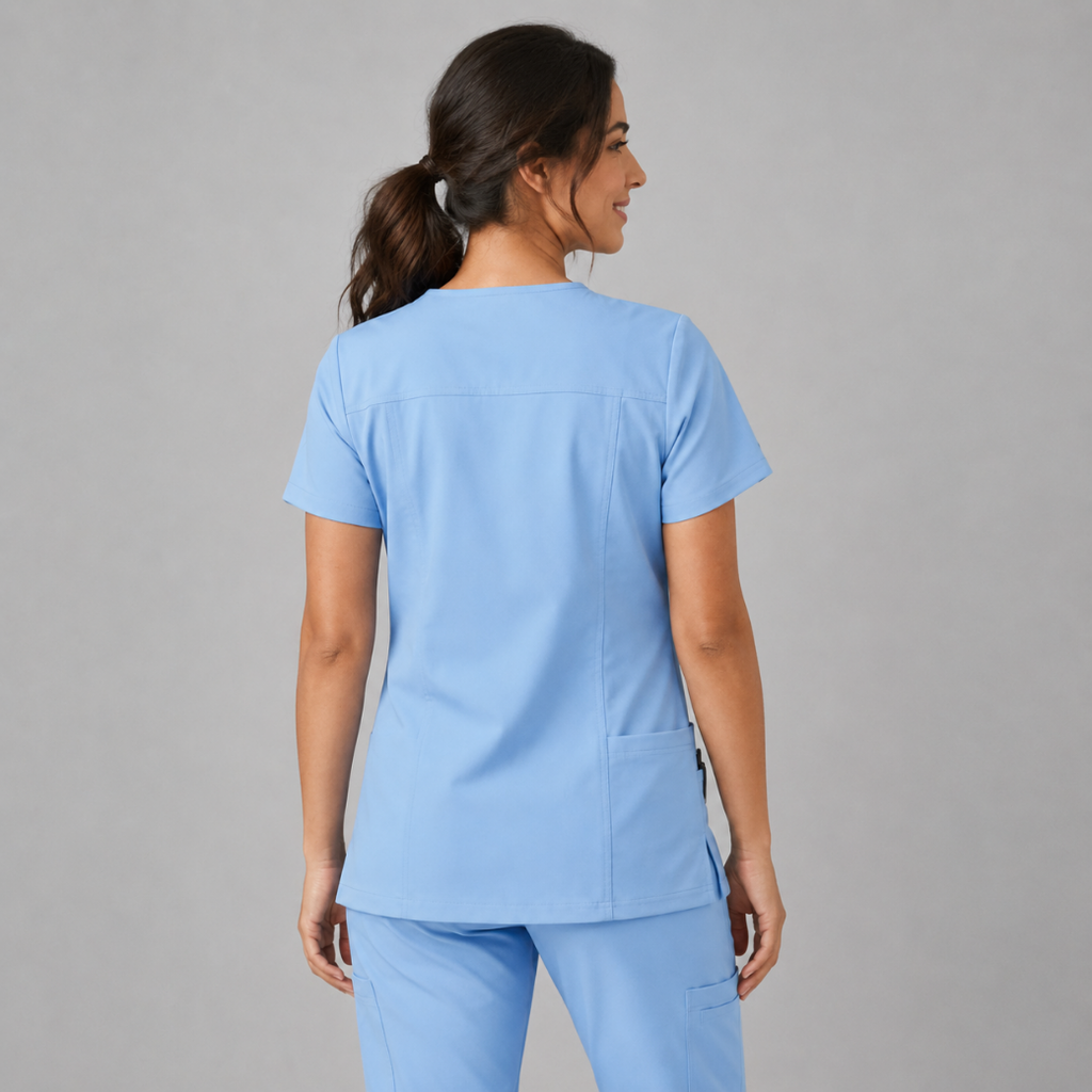 Halcyra Light Blue V-Neck Scrub Top