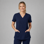 Halcyra Navy V-Neck Scrub Top