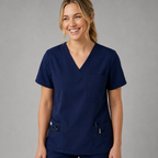 Halcyra Navy V-Neck Scrub Top
