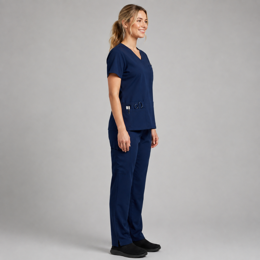 Halcyra Navy V-Neck Scrub Top
