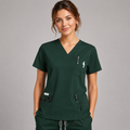 Halcyra Dark Green V-Neck Scrub Top