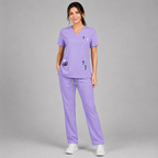 Halcyra Lavender V-Neck Scrub Top