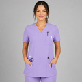 Halcyra Lavender V-Neck Scrub Top
