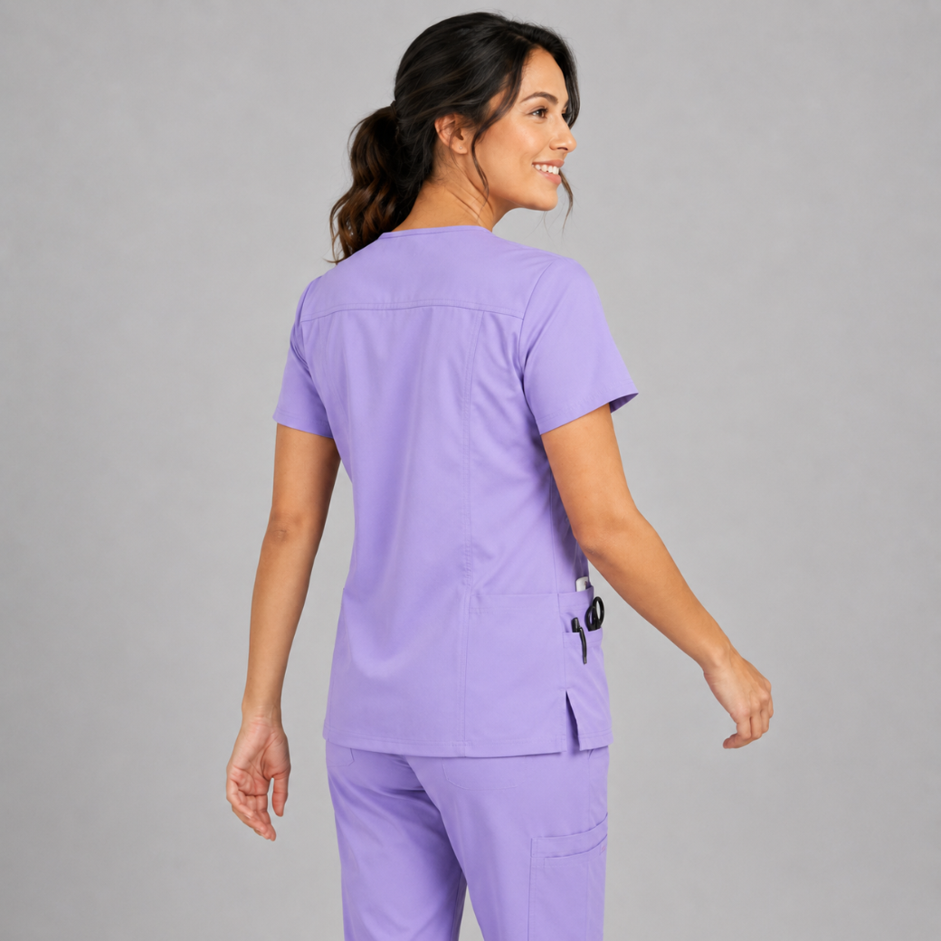 Halcyra Lavender V-Neck Scrub Top