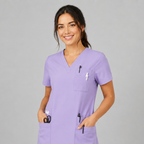 Halcyra Lavender V-Neck Scrub Top