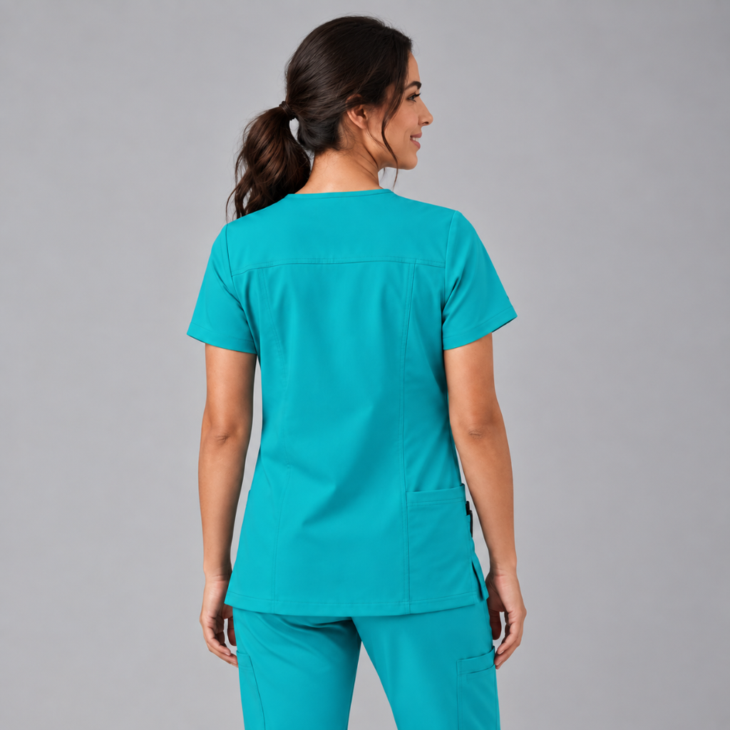 Halcyra Turquoise V-Neck Scrub Top