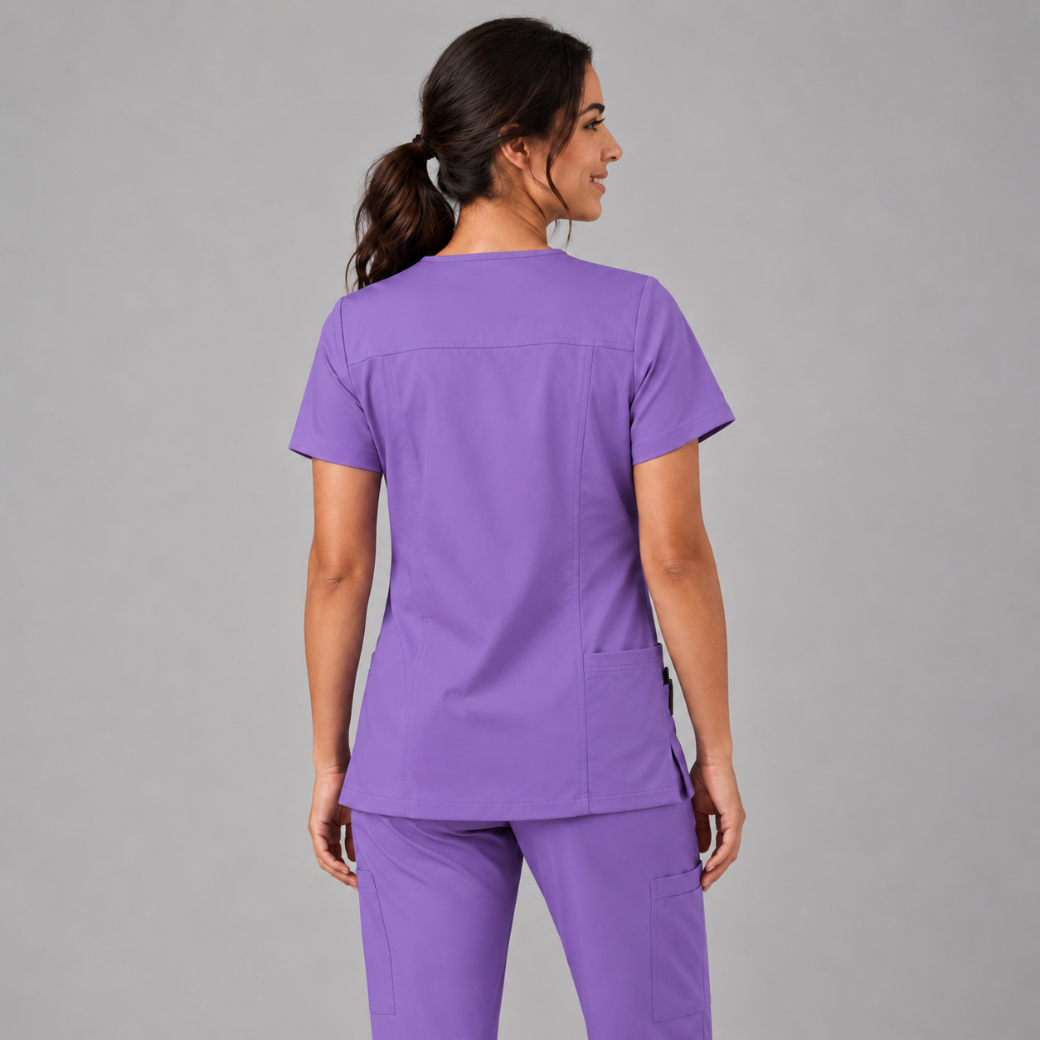 Halcyra Purple V-Neck Scrub Top