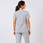 Halcyra Light Grey V-Neck Scrub Top