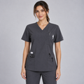 Halcyra Dark Grey V-Neck Scrub Top