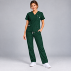 Halcyra Dark Green Scrub Jogger Pants