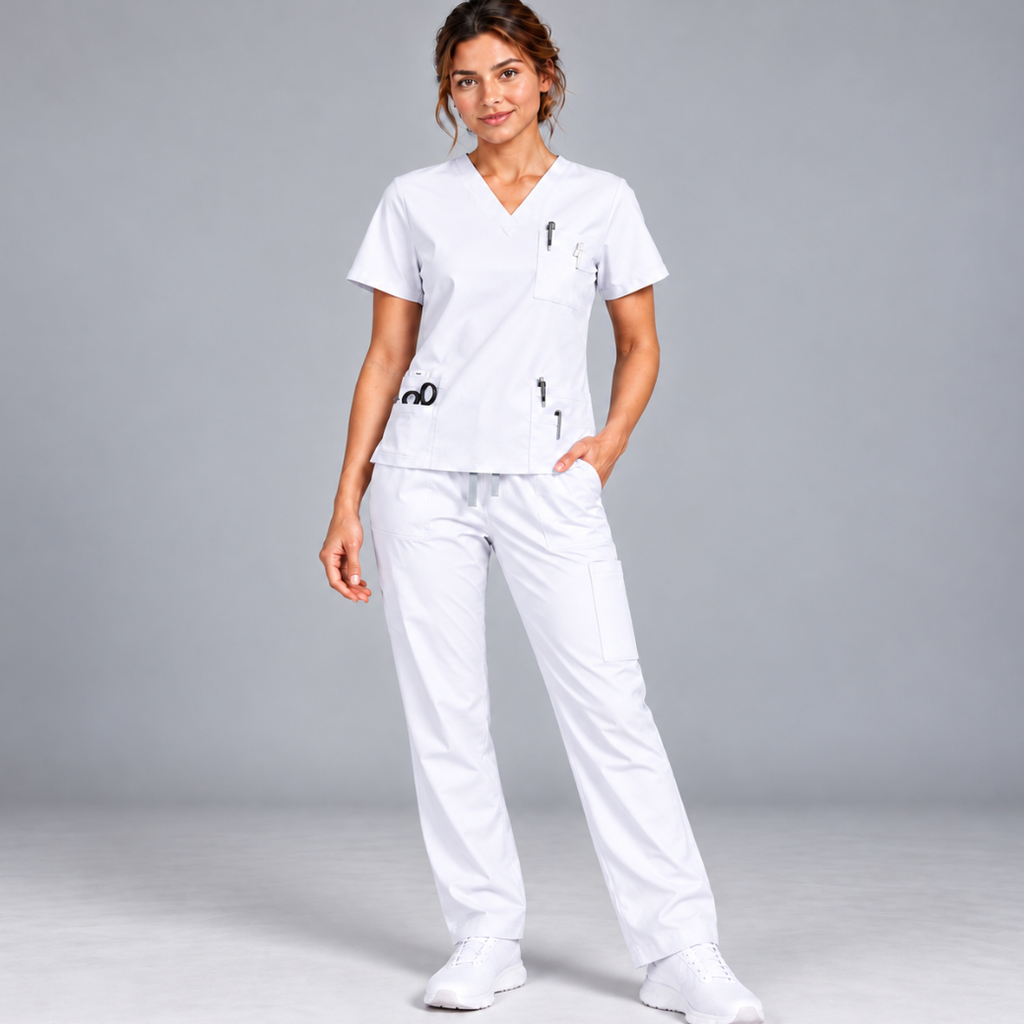 Halcyra White Scrub Jogger Pants