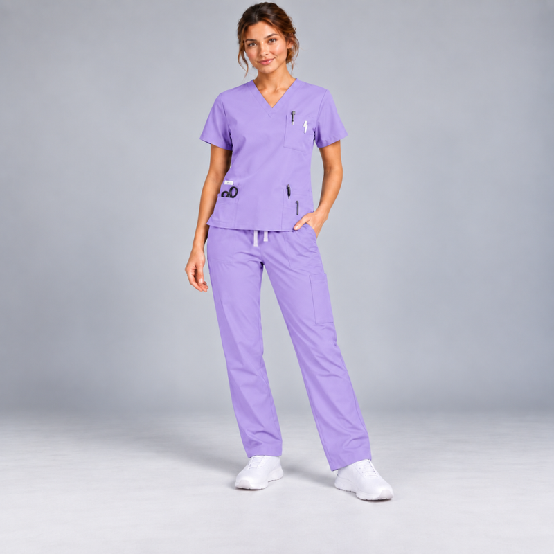 Halcyra Lavender Scrub Jogger Pants