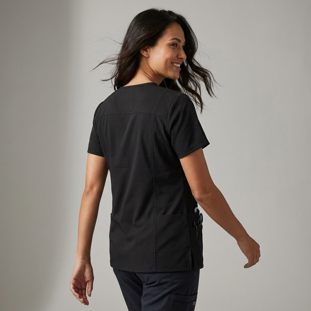 Halcyra Navy V-Neck Scrub Top