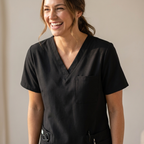 Halcyra Navy V-Neck Scrub Top