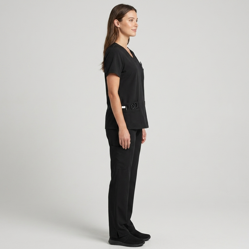 Halcyra Navy V-Neck Scrub Top