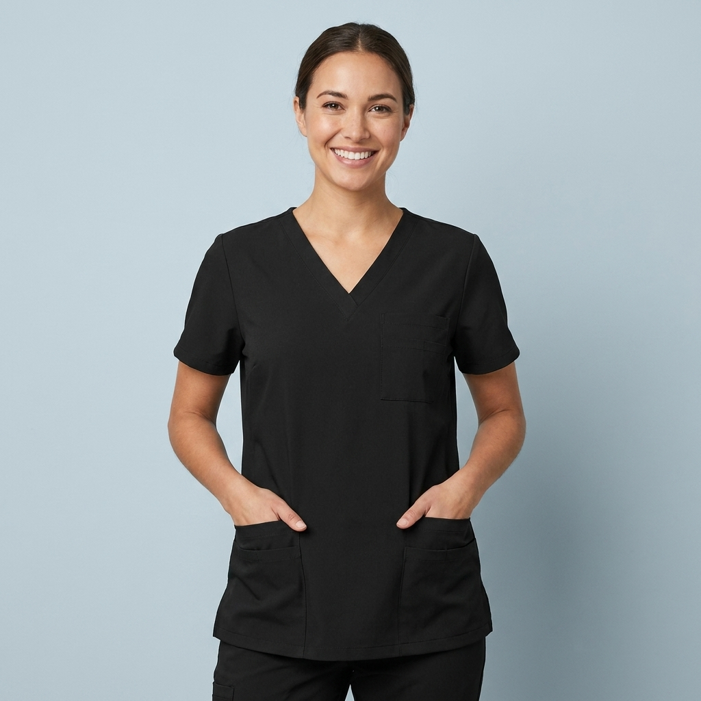 Halcyra Navy V-Neck Scrub Top